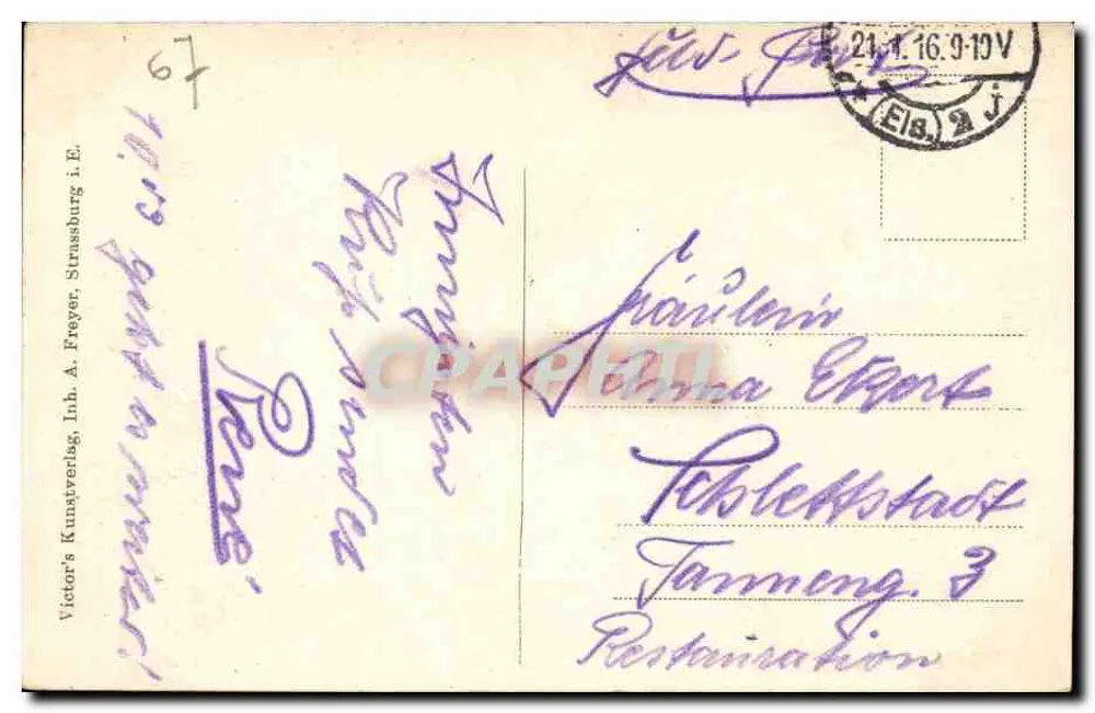 Estrasburgo — Orangerie Hauptrestauration — Victor's Kunstverlag, Inh. A. Freyer - Verso