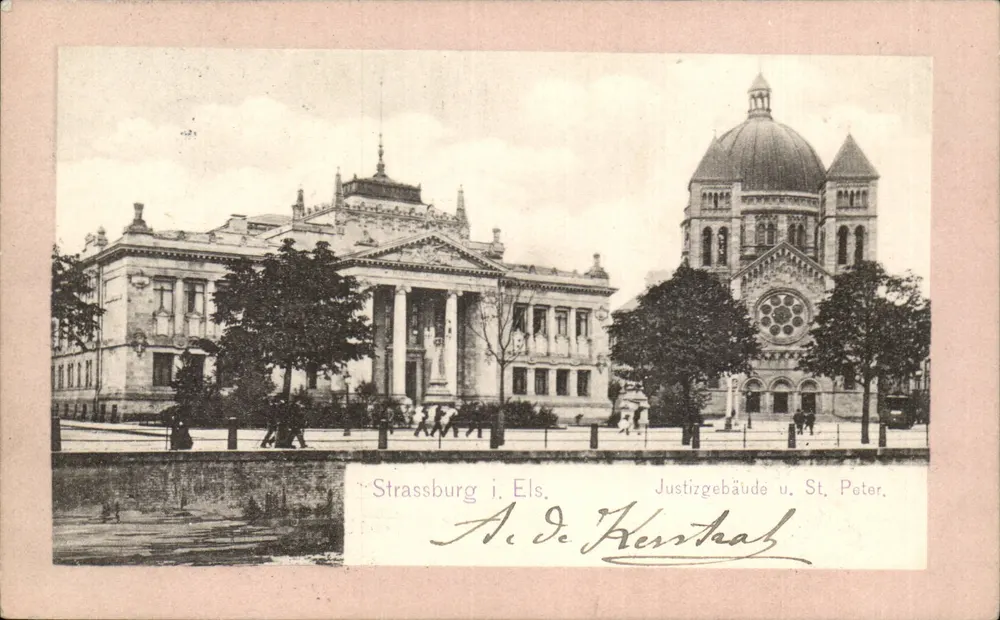 Estrasburgo i. Els. — Edifício da Justiça e Igreja de São Pedro — A. De Kerstaal - Frente
