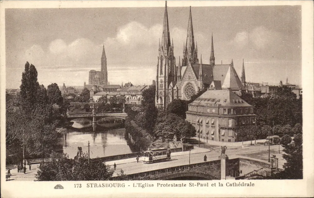 Strasbourg - Evangelische Kirche St-Paul und die Kathedrale - Vorderseite