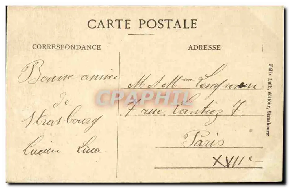 Estrasburgo — A catedral — Félix Luth, editor, n° 11 - Verso