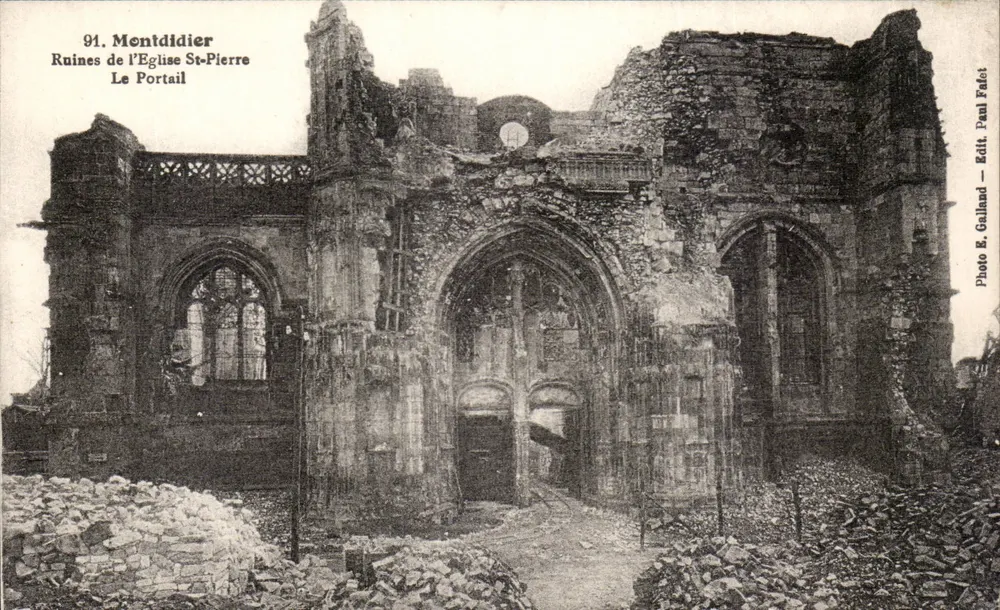 Mentdider — Ruinen der Kirche Saint-Pierre, Der Portal — Foto Paul Fafot, Ed. R. Galland - Vorderseite