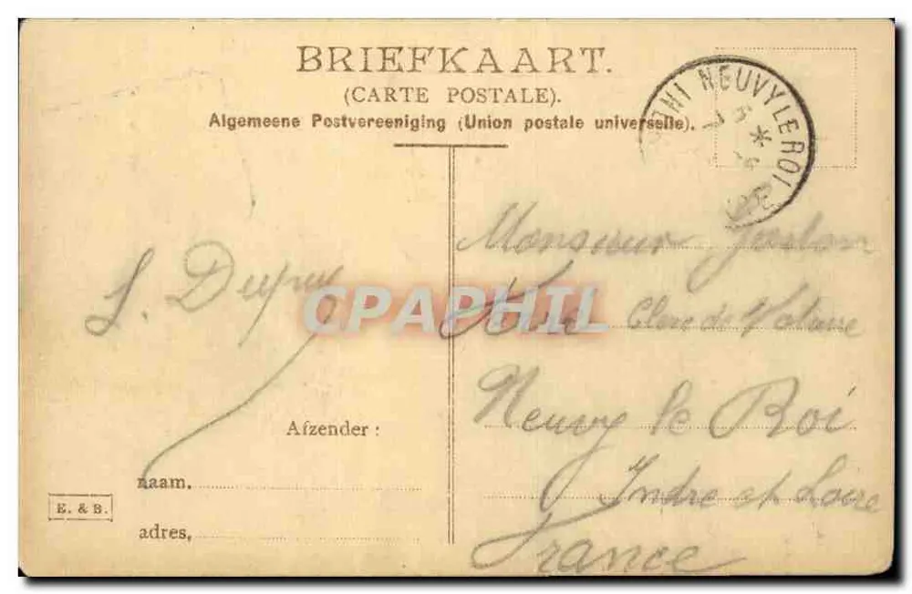 Rotterdam. Jobshaven. — Ansicht des Hafens mit Kränen und Baggern — Verleger E. & B. - Rückseite