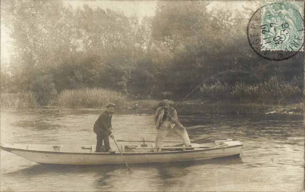 Zwei Männer in einem Boot auf einem See — GERCY — unbekannter Verlag - Vorderseite