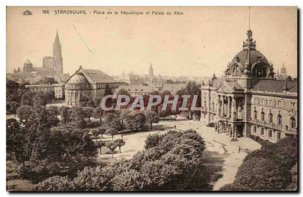 Straßburg - Place de la République und Palais du Rhin — Antike Ansichtskarte Nr. 166, Verlag unbekannt - Vorderseite