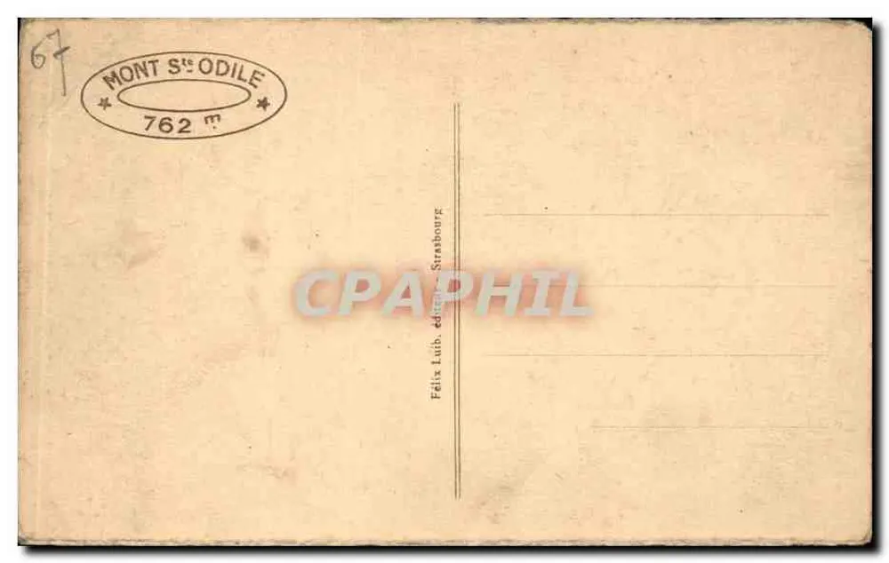 Monte Santa Odile — igreja e estátua de Santa Odile — editor Félix Luth, Strasbourg - Verso