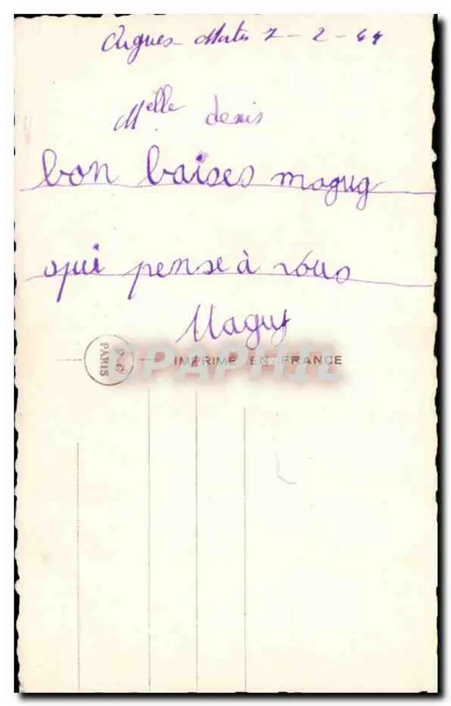 Lächelnde junge Frau — gerahmtes Portrait — PC Paris n°5634 - Rückseite