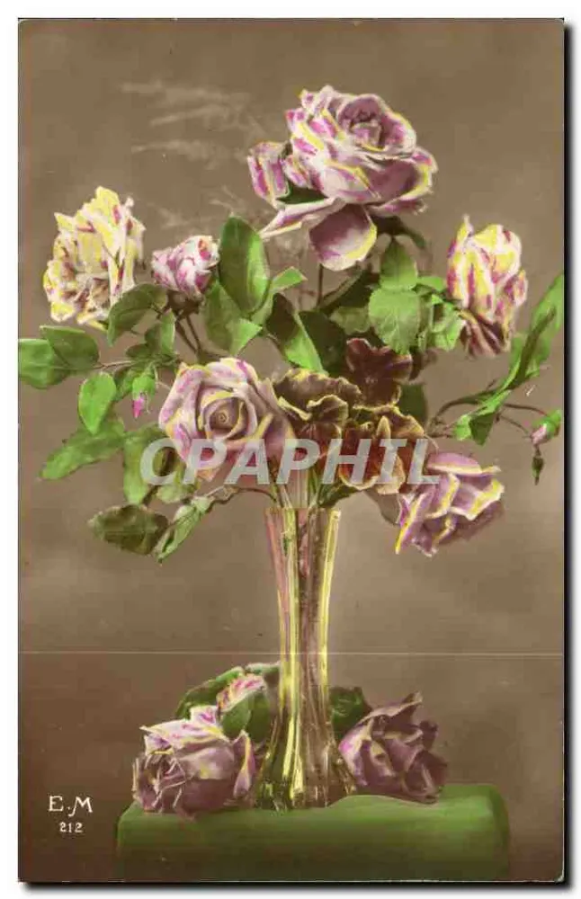 Arranjo de rosas coloridas — E.M. 212 - Frente