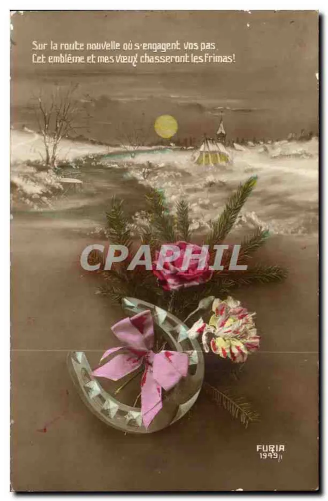 Natal — decoração de abeto, rosa e equipamento — Furia 1949 - Frente
