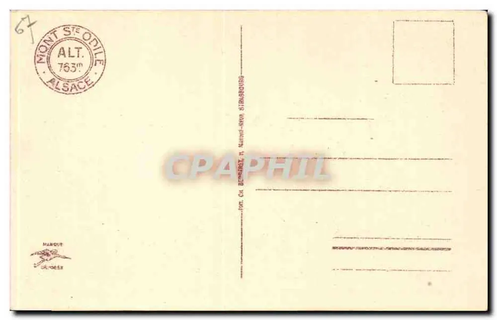 Mont Sainte-Odile — Ruinen der Burgen Dreistein (Höhe 637 m.) — Serie 15, Verleger unbekannt - Rückseite