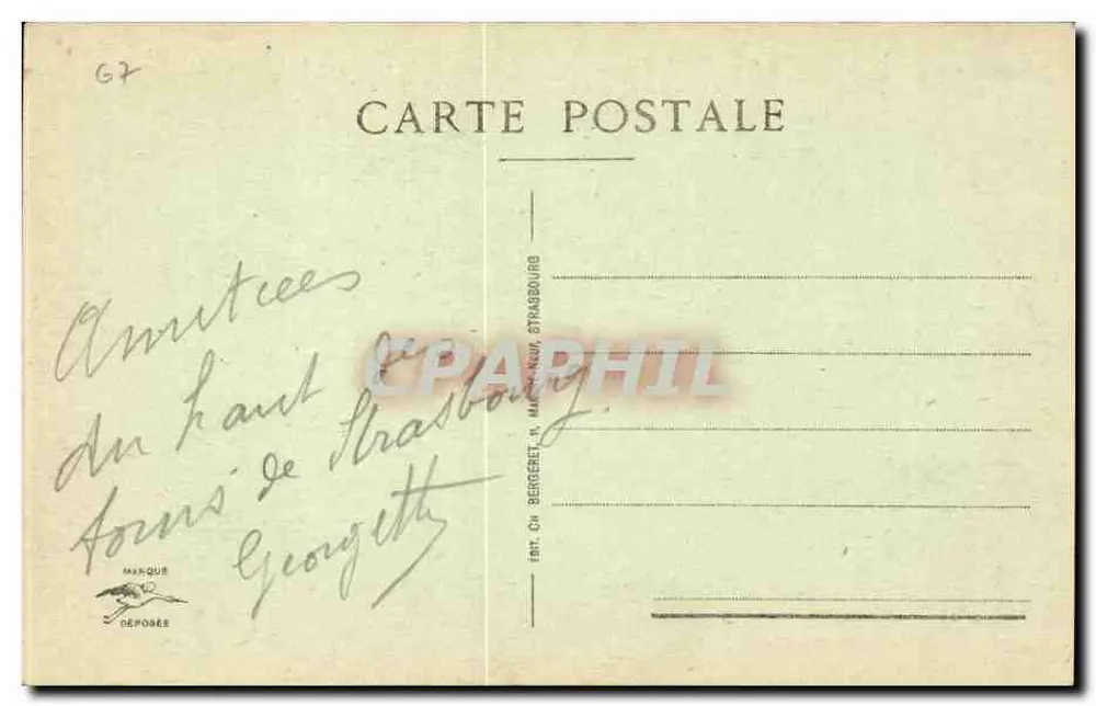 Straßburg — Ansicht vom ehemaligen Kaiserpalast — Verlag C. Bergeret, n° 315 - Rückseite