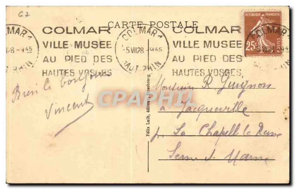 Strasbourg - Casa Kammerzell — editor Félix Laib, n° de série não visível - Verso