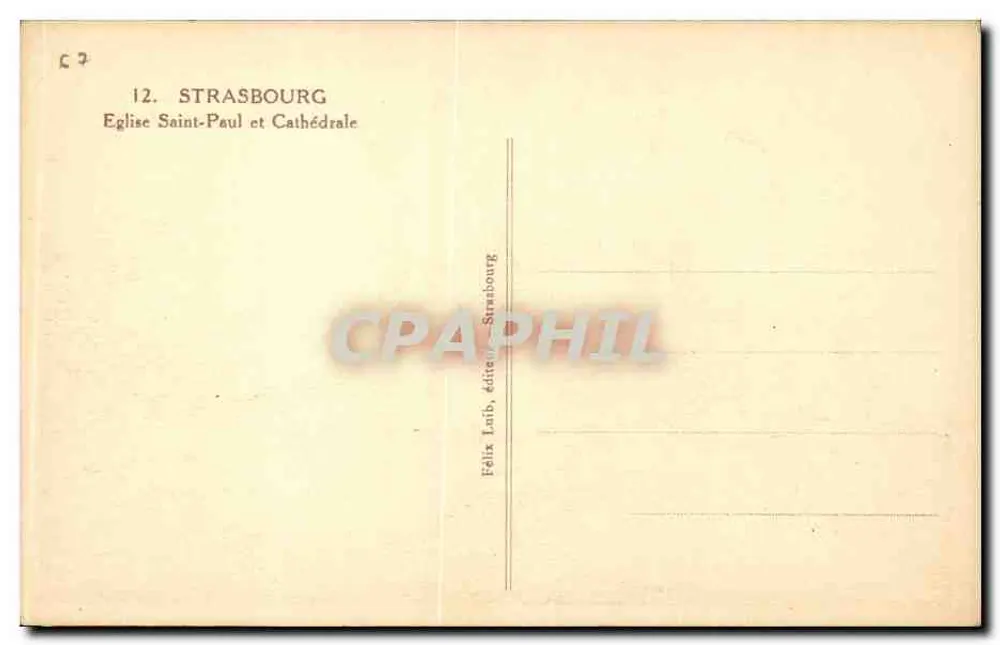 Straßburg — Kirche Saint-Paul und Kathedrale — Felix Laib, Verlag Straßburg - Rückseite