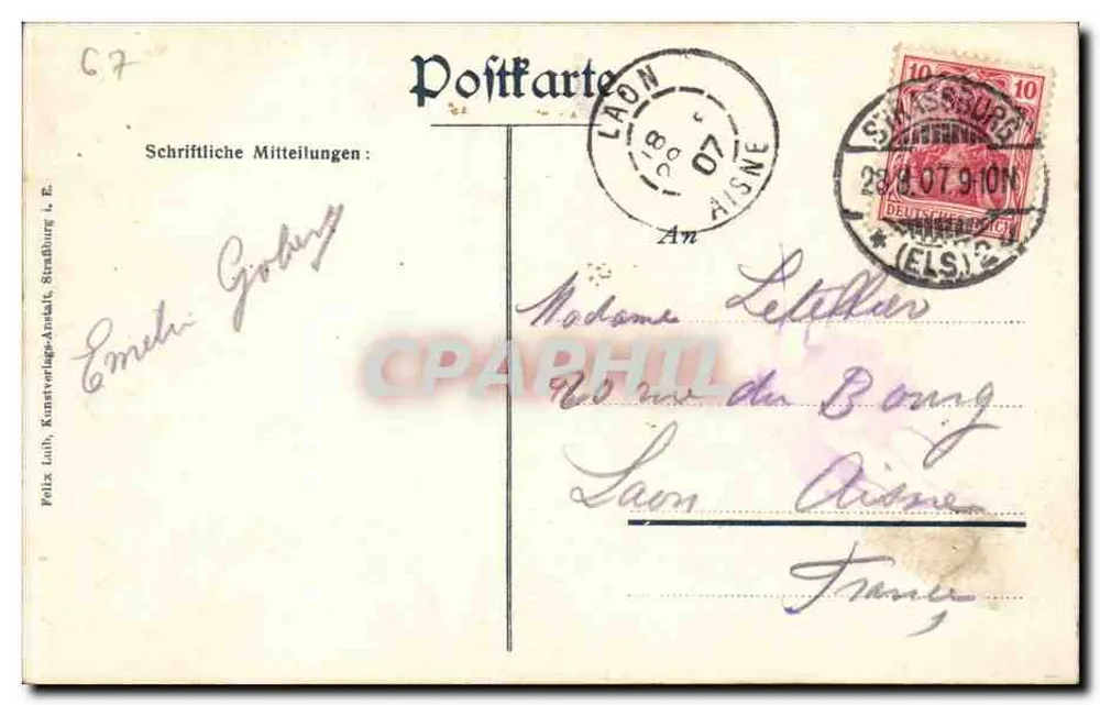 Strasbourg. Catedral — vista da fachada e da torre — editor Felix Jaub, Strasbourg - Verso