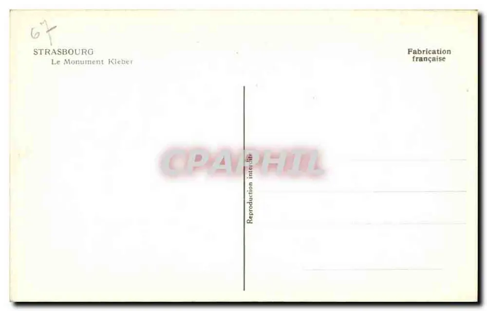 Estrasburgo — Monumento Kieber — editor Kieber - Verso