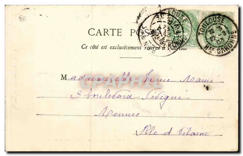 Die Kanäle in Toulouse - Pont des Minimes — Typo-Litho Labouche frères, Toulouse, Nr. 58 - Rückseite