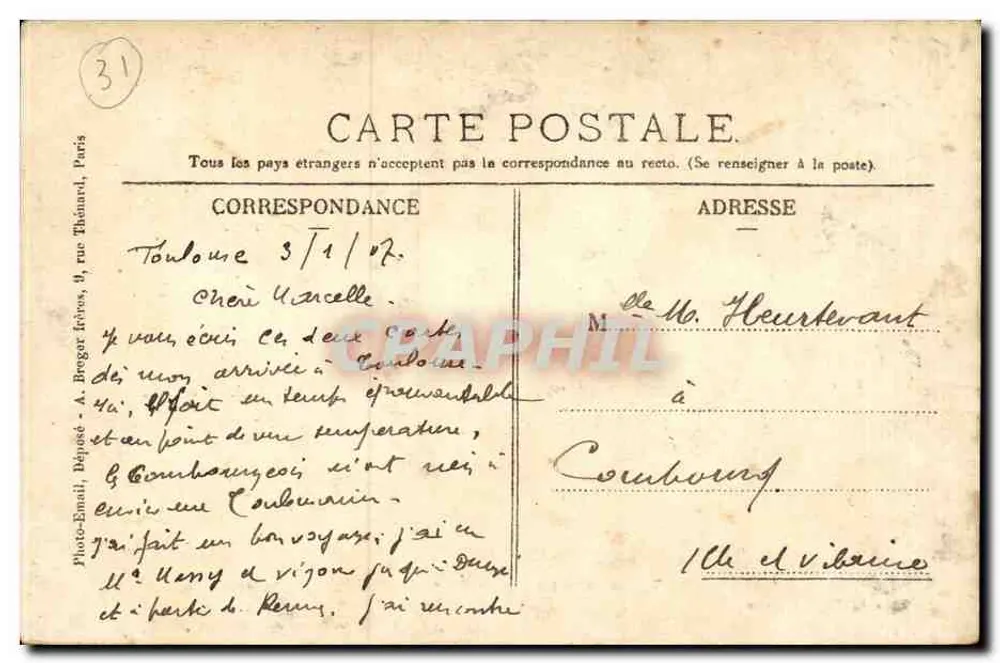 Toulouse — Die Chaussée du Moulin du Bazacle — Au Rêve du Collectionneur, n°14 - Rückseite