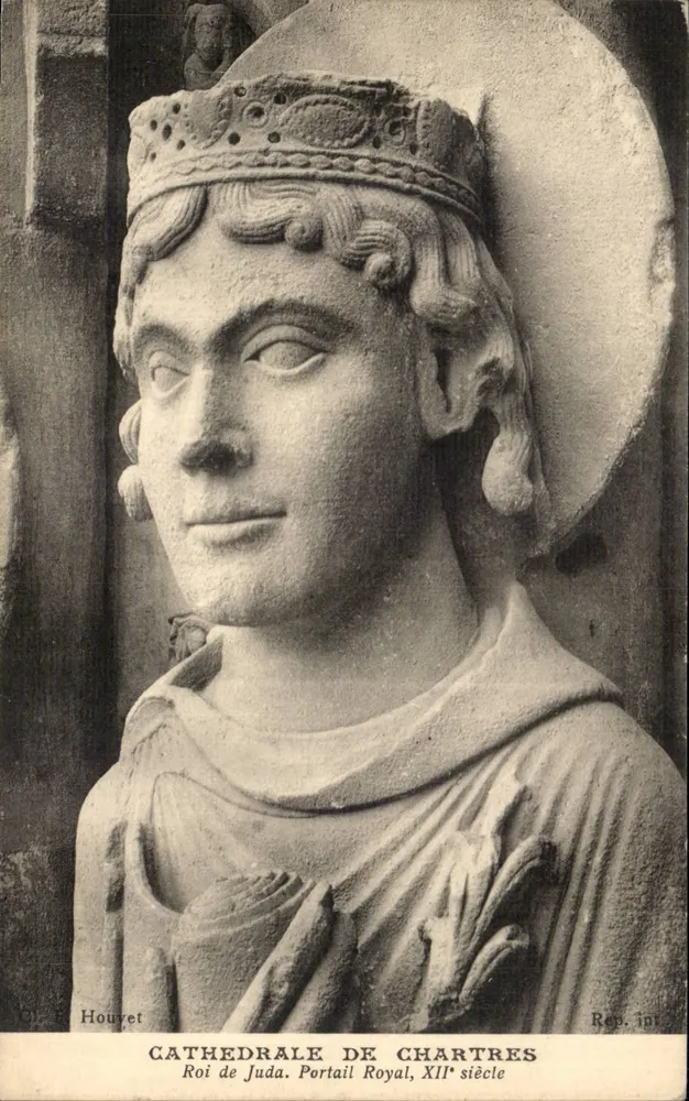 Kathedrale von Chartres — Statue des Königs von Juda — Königlicher Portal, 12. Jahrhundert — HOUYET - Vorderseite