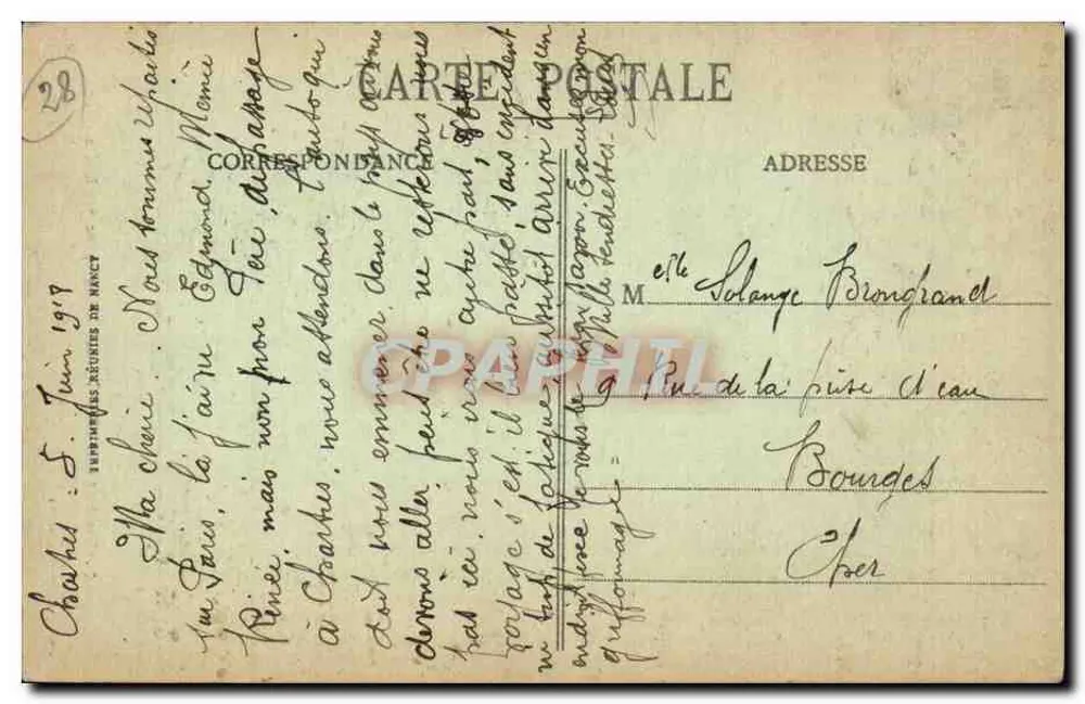 Catedral de Chartres - A Assunção por Bridan — Ch. Foncault, editor, Dreux - Verso