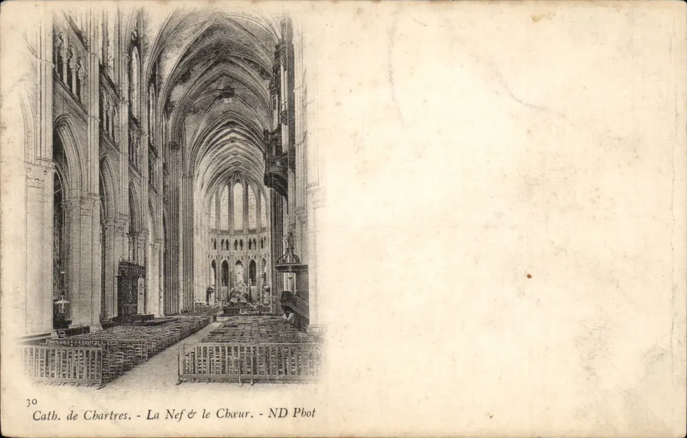 Katedra w Chartres — Nef i chórek — ND Phot - Awers