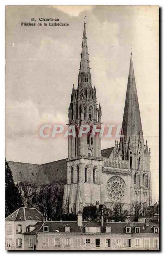 Chartres — Flechas da Catedral — Editor Robert Laillet, Chartres - Frente