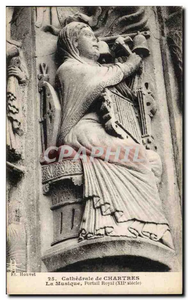 Kathedrale von Chartres — Die Musik, Königlicher Portal (12. Jahrhundert) — Ét. Houvet, n°25 - Vorderseite