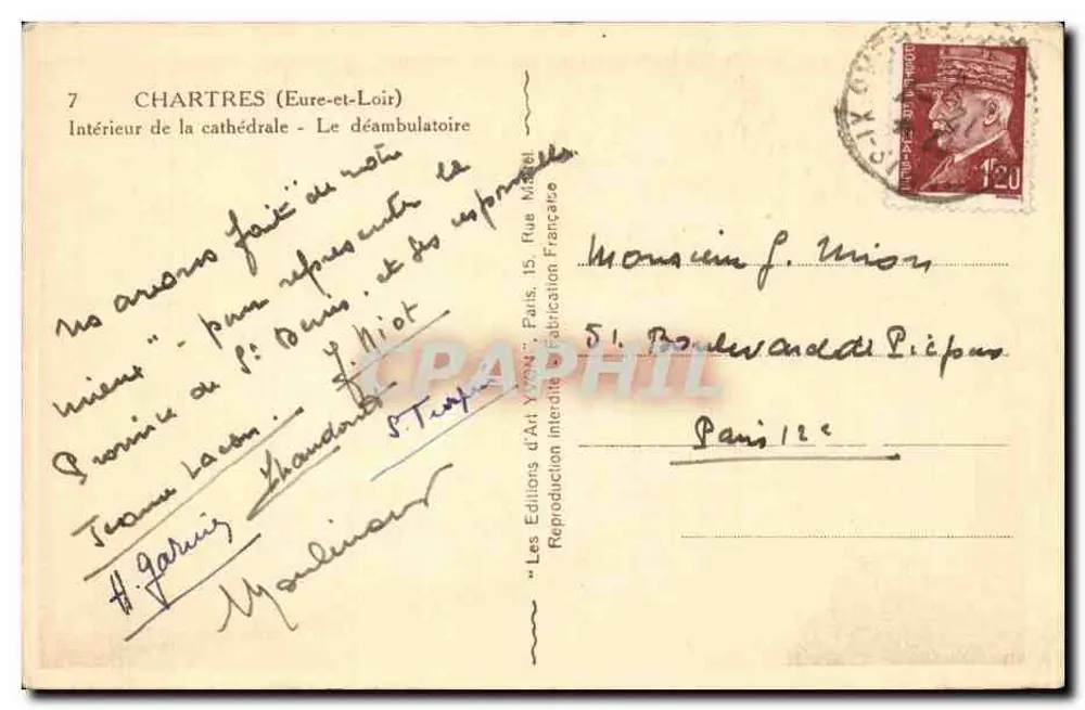Chartres (Eure-et-Loir) — Innenansicht der Kathedrale — Der Ambulatorium — Les Éditions d'Art Yvon, Paris - Rückseite