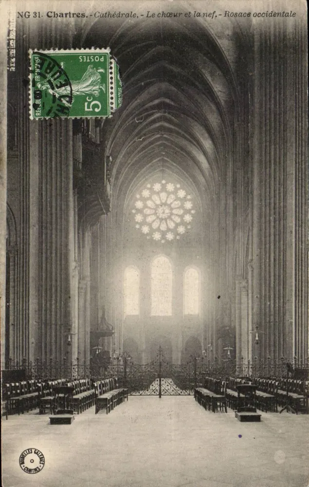 Chartres - Kathedrale - Chor und Kirchenschiff - Westrose — NG 31, Verlag NG - Vorderseite