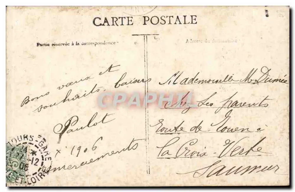 Kind in Posten-Outfit — Werbung für 'Les Vœux de Bonheur' — Verlag Grob, Nr. 1907 - Rückseite