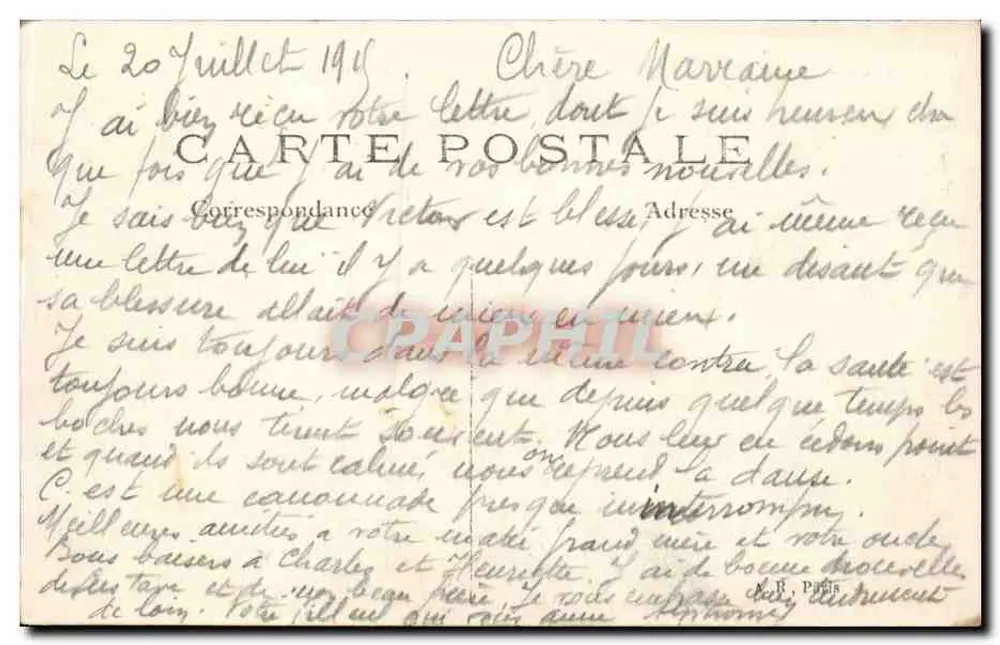 Arras — Die Grande Place nach dem Bombenangriff — A. R., n° 281 - Rückseite