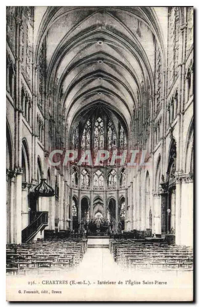 Chartres (E.-et-L.) - Interior da Igreja de São Pedro — G. Fournault, Droux, n°256 - Frente