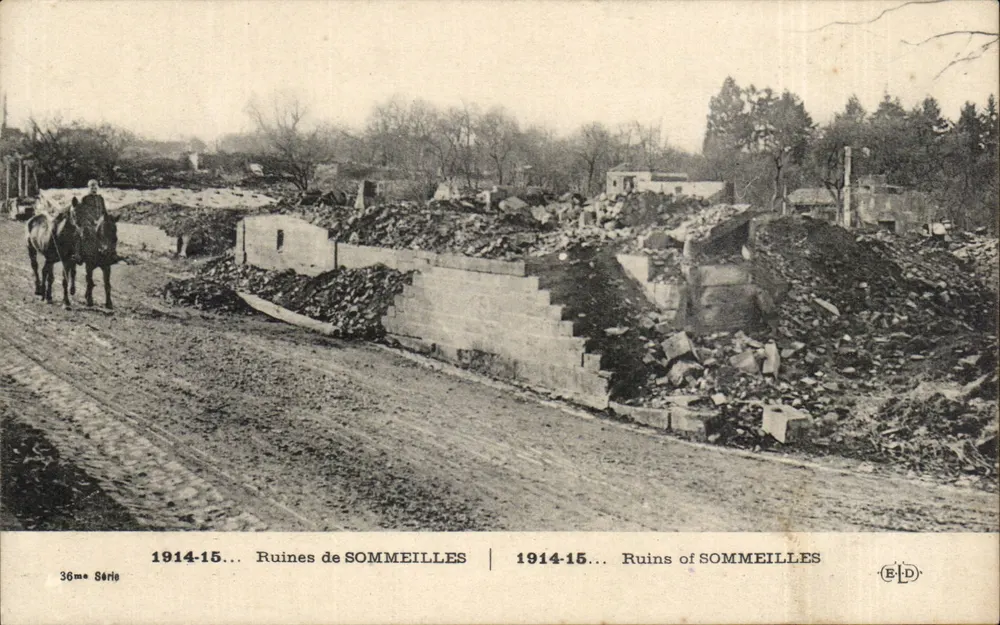 Ruínas de Sommeilles — 1914-15 — Editor E. La Dufey, 36ª Série - Frente