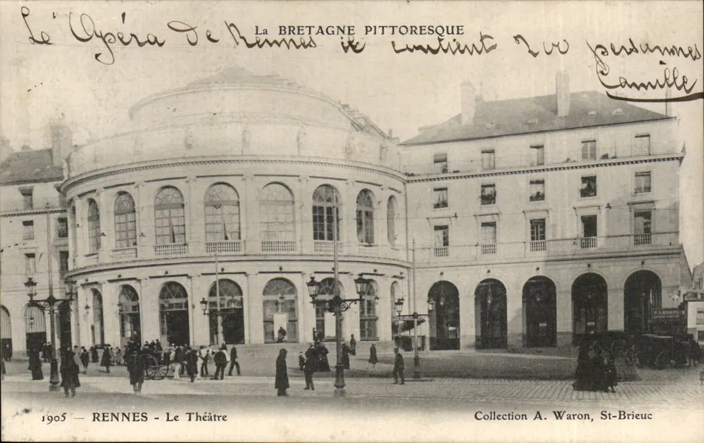 O Operário de Rennes - O Teatro — A Bretanha pitoresca — Editor A. Waron, série não visível - Frente