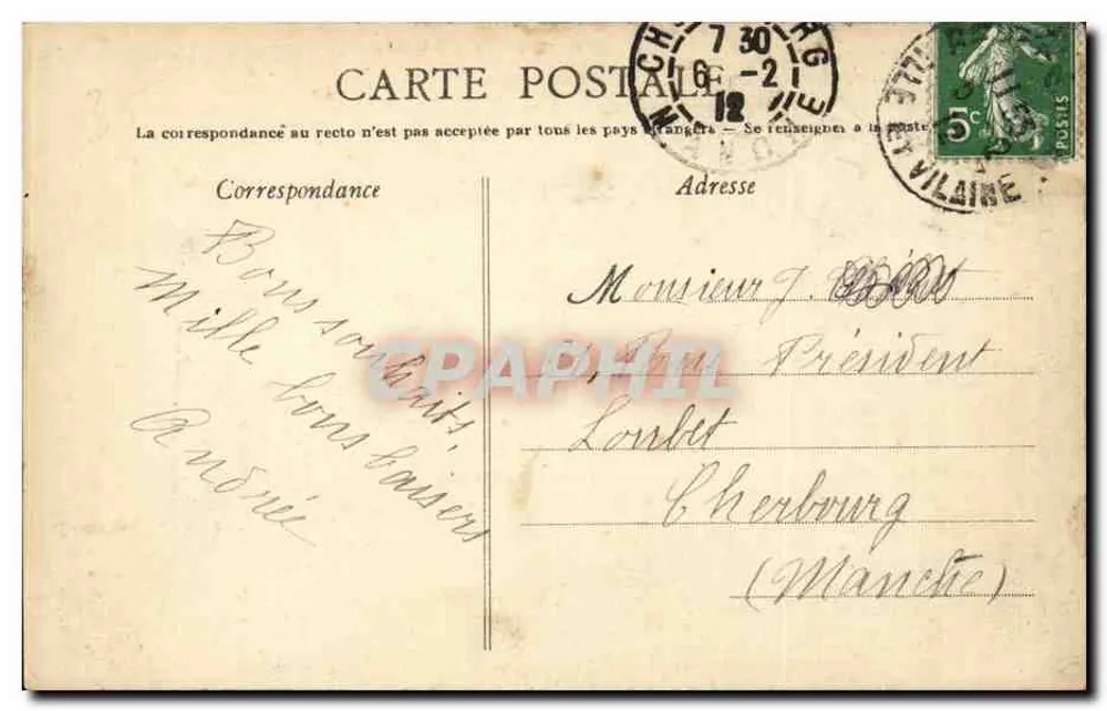 Rennes - Place Pasteur — vista com ponte sobre o canal — A.G. 86 - Verso