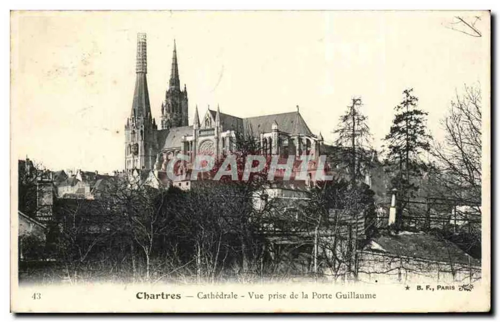 Chartres — Kathedrale — Ansicht von der Porte Guillaume — B. F., Paris, n°43 - Vorderseite