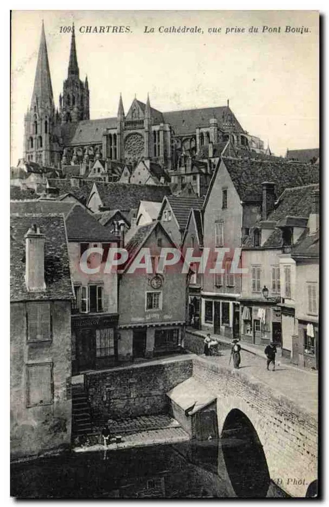 Chartres — Ansicht der Kathedrale vom Pont Bouju — Phol - Vorderseite