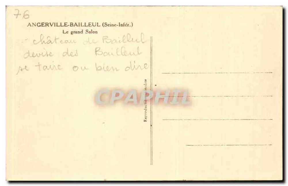 Angerville-Bailleul — El Gran Salón — Castillo de Bailleul - Reverso