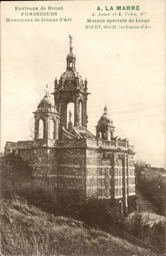 Monument de Jeanne d'Arc à Ponsecours — Environ de Rouen — A. La Marre, 19 et 21 rue Jeanne-d'Arc - Frente