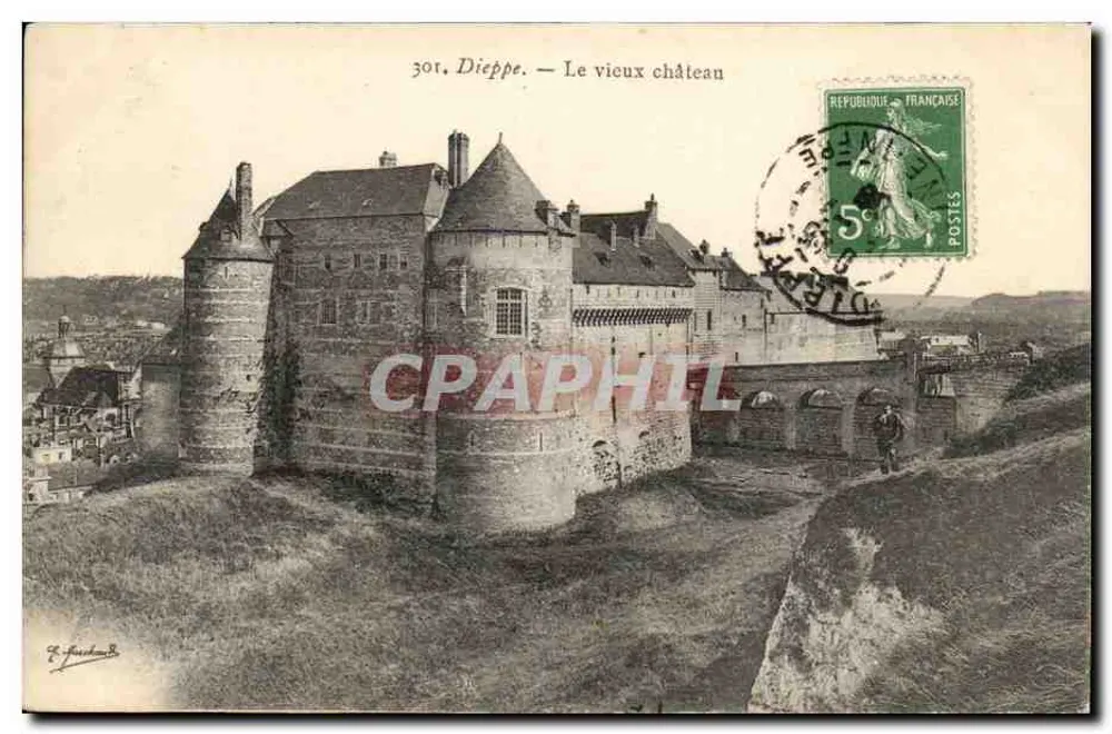 Dieppe — El viejo castillo — Editor F. Fauchard, n° 301 - Anverso