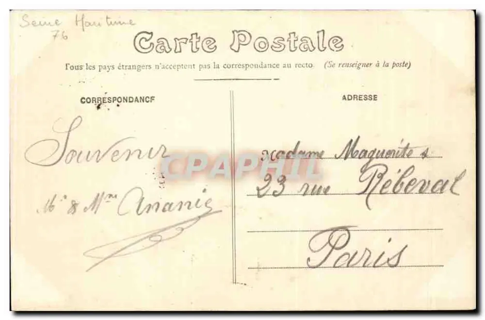 Dieppe — El viejo castillo — Editor F. Fauchard, n° 301 - Reverso