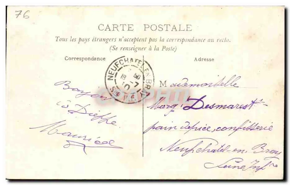 Dieppe - Igreja de São Jacinto (lado lateral) — editor desconhecido, número de série não visível - Verso