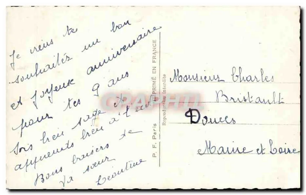 Lächelnde Mädchen mit Blumenkorb — blumiges Rahmen — P.F. 909 - Rückseite