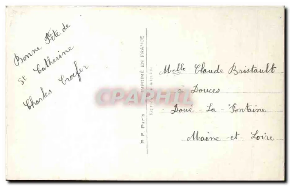Liebendes Paar — Blumendekor und geometrische Verzierung — P.F. n° 752 - Rückseite