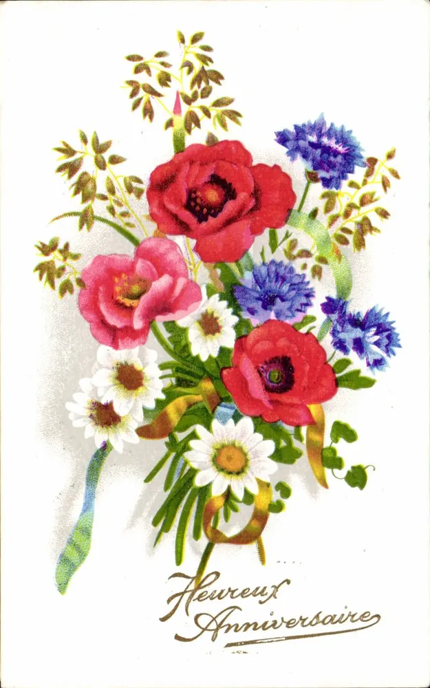 Blumenstrauß — Geburtstagsgrüße — Verlag nicht sichtbar - Vorderseite