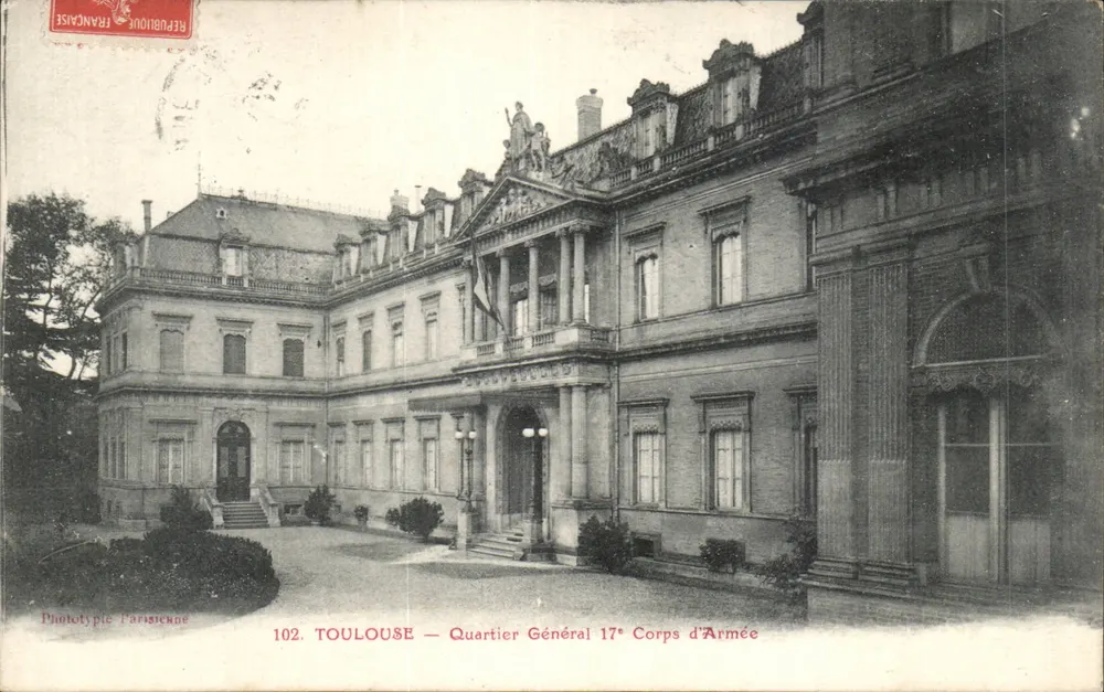Toulouse — Quartel Geral do 17º Corpo de Exército — Fototipia Parisienne n°102 - Frente