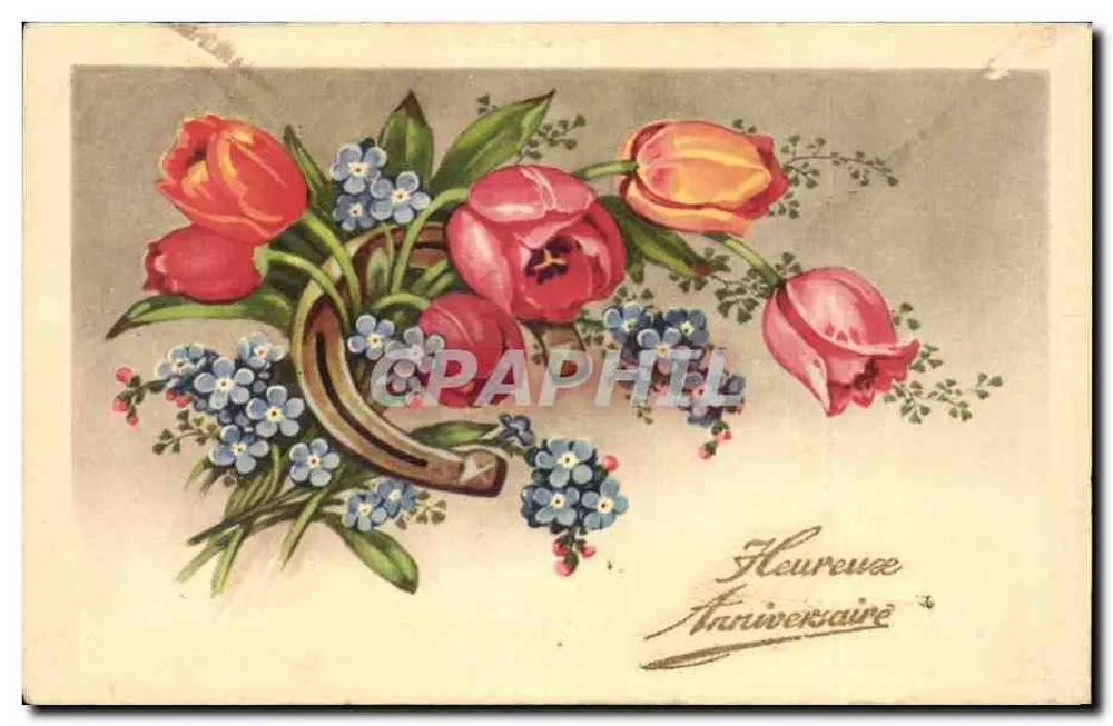 Blumenstrauß aus Tulpen und Narzissen — Geburtstag — Verlag nicht sichtbar - Vorderseite