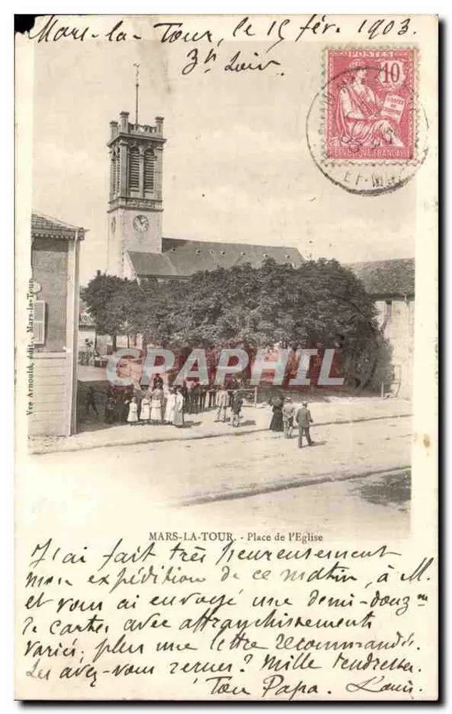 Mars-la-Tour — Praça da Igreja — Vve Arnould, editora Mars-la-Tour - Frente
