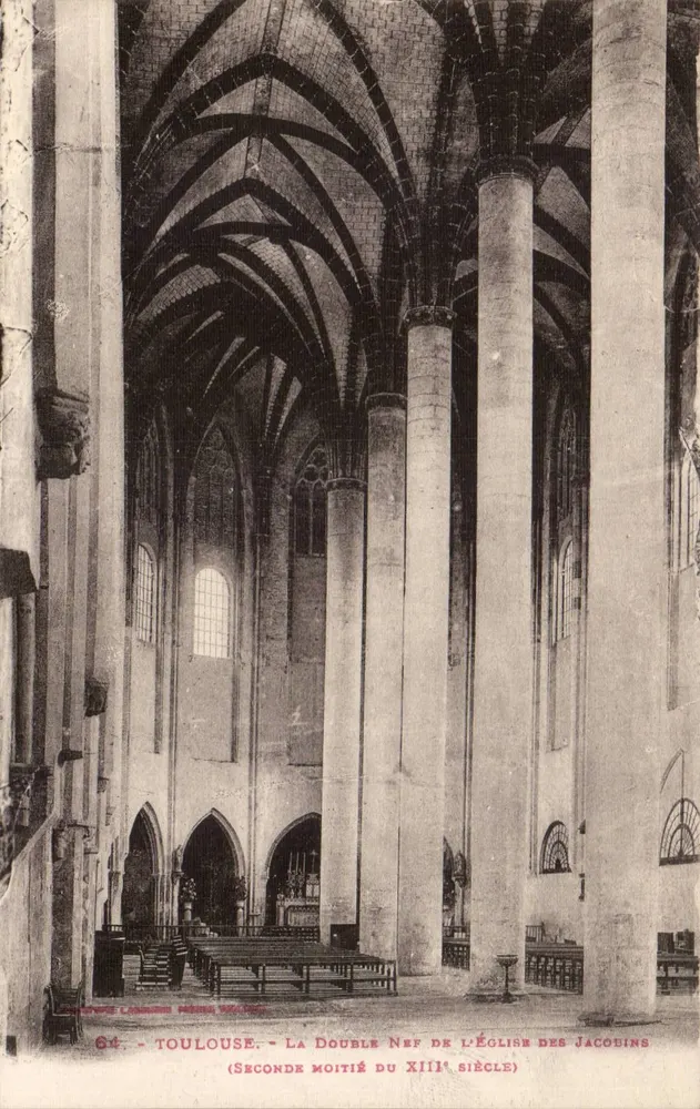 Toulouse - Die Doppelnavis der Kirche der Jakobiner (Zweiter Teil des 13. Jahrhunderts) — Verlag: Léon Léonard, Nr. 64 - Vorderseite