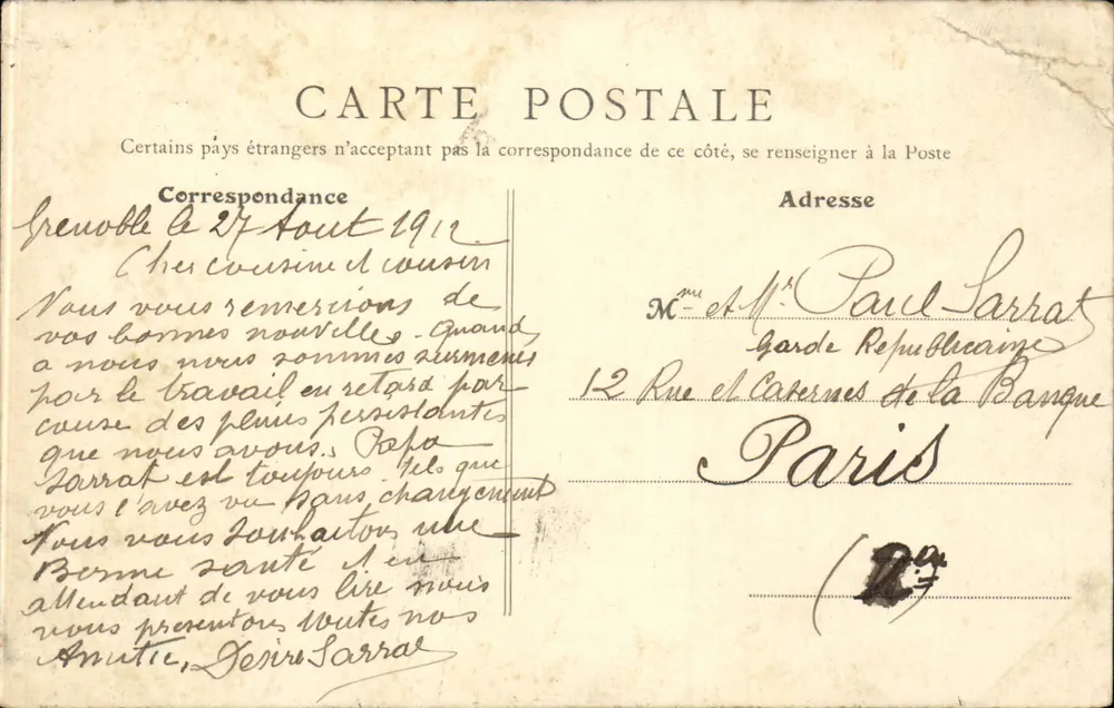 Grenoble - Place de la Bastille - Boulevard Gambetta und Cours de Saint-André — C. Baffert - Grenoble - Rückseite