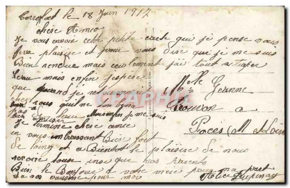 Junges Paar vor dem Mond — gedruckter Text — Verleger AM und Nr. 1187 - Rückseite
