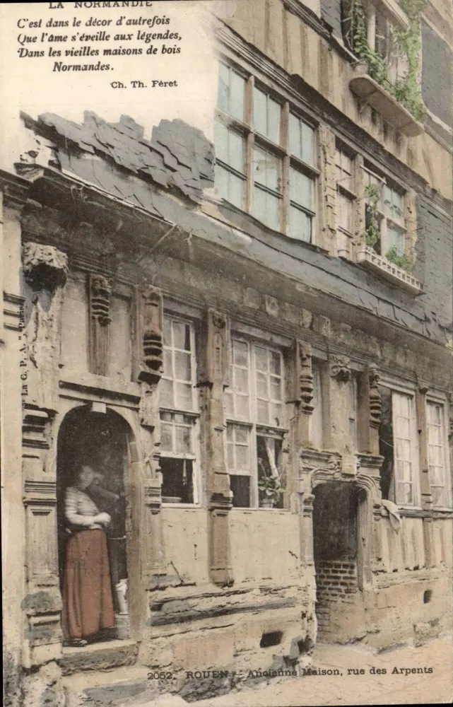 Rouen — Antigua Casa, calle de los Arpents — La Normandía — Ch. Th. Férét - Anverso
